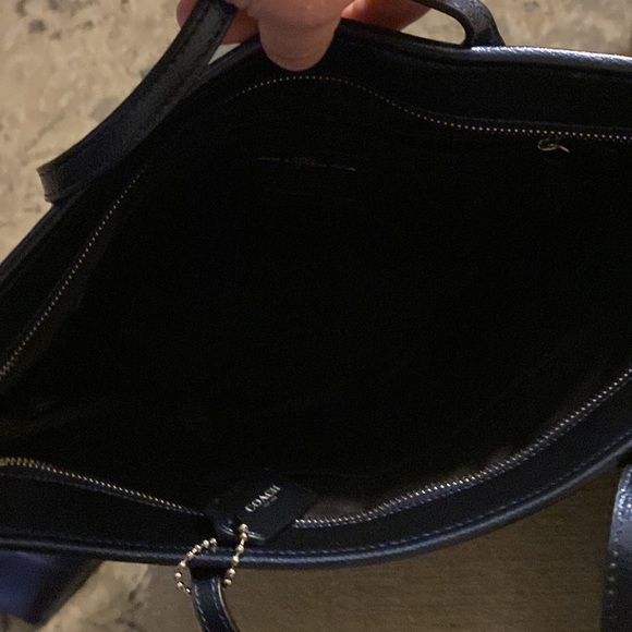 NWT! Coach Crossgrain City Metallic Blue Zip Tote and double zip mini wallet - Picture 2 of 7